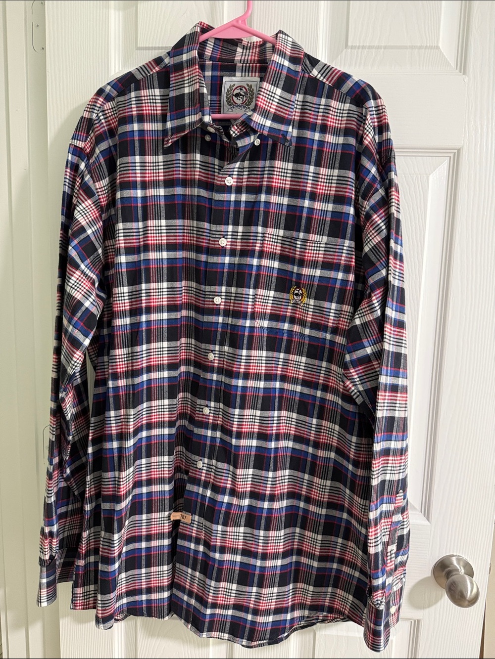 Cinch Men's Plaid Button-Down Shirt - Navy, White & Red